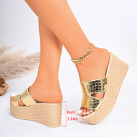Sandales compensées espadrilles à bout ouvert imprimé serpent pour femme – Collection été