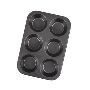 Large 6-Cup Muffin Pan Carbon Steel Non-Stick Round Baking Mold For Cake Bread Pudding Family Use - Product Image 2