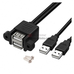 Câble d'extension à double port USB3.0 haute vitesse tout compris mâle à femelle avec trous de vis et oreilles Surface de châssis <span class=keywords><strong>fixe</strong></span> - Product Image 3