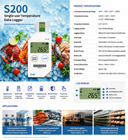 Registrador de Datos de Temperatura LCD de Un Solo Uso, Personalizado OEM ODM, con Informe USB PDF para Cadena de Frío en Alimentos, Farmacéutica y Logística