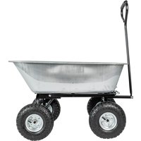 Chariot de jardin à quatre roues en métal avec seau galvanisé 85L