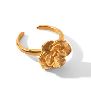 Vintage French Flower Open <b>Ring</b> for Women, High-grade INS Aesthetic Stainless Steel Adjustable Titanium Steel Finger <b>Ring</b> Daily - Product Image 1