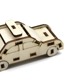 Kit de modelo de coche de madera, juguete educativo de ciencia para niños de 4 a 6 años, montaje manual, forma de dibujos animados, sin batería - Product Image 4