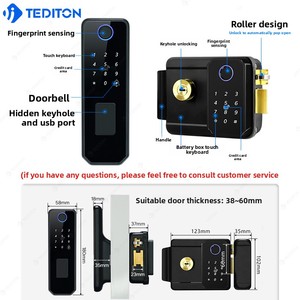 Meilleure vente transfrontalière : Serrure de porte intelligente en alliage d'aluminium GT01 à double empreinte digitale, compatible TTLock/Tuya, étanche - Product Image 5