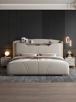 Ensemble de meubles de chambre à coucher luxueux en cuir italien, lit inclinable réglable et confortable