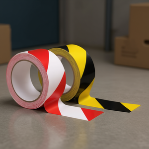 PVC Warning <b>Tape</b> Adhesive <b>Tapes</b> Red <b>White</b> Yellow Black Striped Safety Caution <b>Tape</b> for Hazard Marking and Floor Demarcation - Product Image 3
