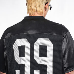 T-shirt de sport en jersey de maille épaisse à col en V, coupe ample, imprimé sur mesure, 100% coton, jersey de football/soccer surdimensionné - Product Image 4