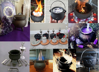 Panci Ajaib Penyihir WICCA Mini, Kuali Halloween, Wadah Pembakaran Besi Cor, Stoples Lilin, Tempat Dupa Palo Santo