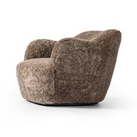 Fauteuil pivotant d'appoint en peau de mouton, style moderne et courbé, fauteuil lounge individuel, fauteuil de salon rembourré en tissu luxueux