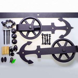 Kit de quincaillerie WEKIS insonorisé moderne noir pour porte coulissante de grange en laiton et acier avec fermeture douce pour chambre et usage extérieur - Product Image 5
