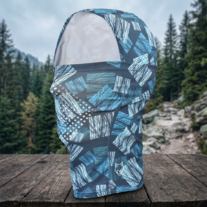 Cagoule unisexe à motif géométrique bleu, imprimée par sublimation, masque facial d'extérieur respirant et imperméable en polyester pour adulte 56-58CM - Product Image 2