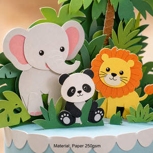 Carte de vœux d'anniversaire personnalisée en 3D avec animaux, carte en papier faite à la main pour les enfants, cadeau pour fête d'enfants - Product Image 4
