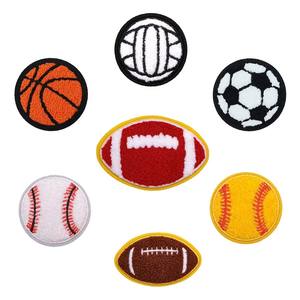 In Stock Sports Ball Patch Chenille Embroidery Iron on Badminton Tennis <strong>Basketball</strong> Football Rugby Baseball Patches - Product Image 4