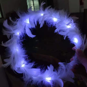 พวงมาลัยขนนกเรืองแสงสุดแสนสวยประดับที่คาดศีรษะขนนกห่านระยิบระยับอุปกรณ์เสริมสำหรับผมพวงมาลาคริสต์มาส - Product Image 4