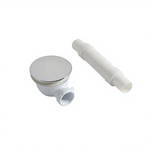 Tubo di Scarico KORICINI in Plastica Cromata Bianca Resistente per Lavabo, Tubo di Scarico per Bagno per Hotel, Accessorio Moderno per Drenaggio - Product Image 1