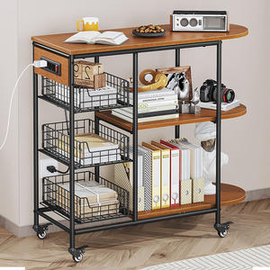 Étagère de rangement multifonctionnelle en métal à 3 niveaux pour cuisine et salon, support pour micro-ondes avec roulettes, vente en gros - Product Image 4
