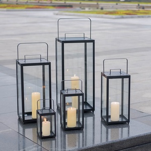 Metallo Candela Lanterna con Vetro e Manico In Metallo per Interni Casa e Giardino Esterno Decorazione Supporto di Candela - Product Image 3