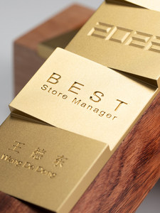 Trofeo Personalizzato in Legno e Oro per Competizioni e Riconoscimenti, Premio per Dipendenti Eccezionali - Product Image 5