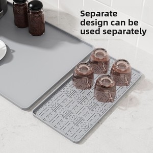 2 in 1 Silicone Coffee Maker <b>Bar</b> <b>Mat</b> with Raised Edge Espresso Machine Pad Dish Drying <b>Mat</b> Table Usage Countertops Accessory - Product Image 3