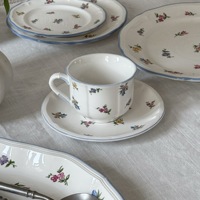 Vaisselle en céramique florale rétro de pays d'Europe, assiette ronde ovale en céramique, assiette creuse pour la maison