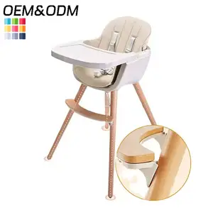 Cadeira alta de madeira para bebês com almofada macia e respirável, cadeira alta conveniente para alimentação diária e jantar