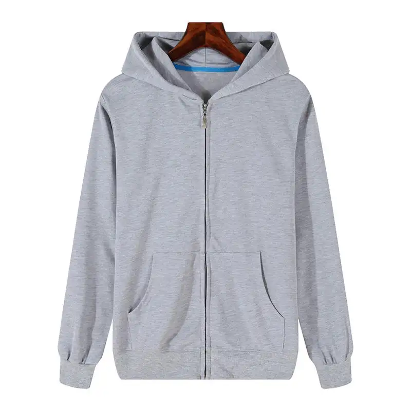 ODM/OEM Großhandel 65% Baumwolle 35% Polyester Herren einfarbige Hoodies voller Reißverschluss individueller Druck Logo Hoodie für Herren und Damen