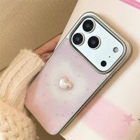 Coque de téléphone antichoc à couverture intégrale, motif cœur dégradé rose et paillettes chromées, compatible avec iPhone 17 Pro Max