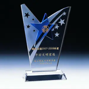 Diseño único color estrella de cristal placa Premio trofeo JA322