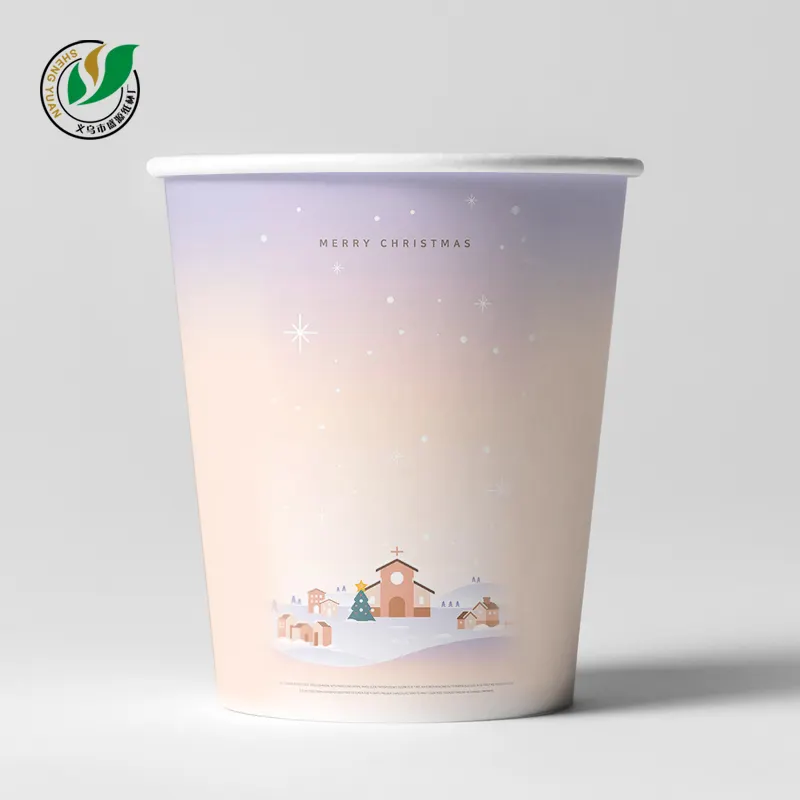 Christmas collection 8-ounce paper cups, biodegradable paper cups for coffee 8oz small paper soup cups disposable