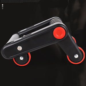 Rouleau abdominal multifonctionnel écologique noir unisexe <span class=keywords><strong>avec</strong></span> genouillère et bandes de résistance pour l'entraînement de la force des abdominaux à domicile - Product Image 3