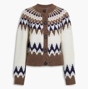 Camisola Personalizada <span class=keywords><strong>Cardigan</strong></span> Camisola Tripulação Pescoço Jacquard <span class=keywords><strong>Cardigan</strong></span> Malhas <span class=keywords><strong>Alpaca</strong></span>-mistura Mulheres Fair Isle Camisola <span class=keywords><strong>Cardigan</strong></span> - Product Image 1