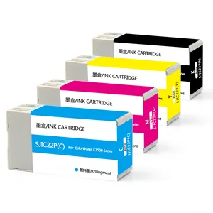Ocbestjet新製品SJIC22P互換インクカートリッジ、顔料インク付きワンタイムチップ付きEpson ColorWorksC3500シリーズ用