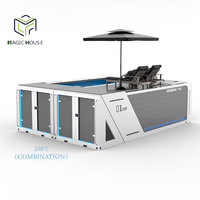 Piscine et bar prêts à l'emploi, terrasse surélevée personnalisée, conteneur maritime préfabriqué portable de 20 pieds ou 40 pieds