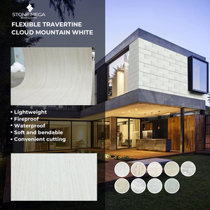 Panel de Pared de Travertino Flexible Stone <span class=keywords><strong>Mega</strong></span>, Revestimiento de Piedra Blanda, Panel Decorativo para Paredes Exteriores de Hoteles y Villas - Product Image 1