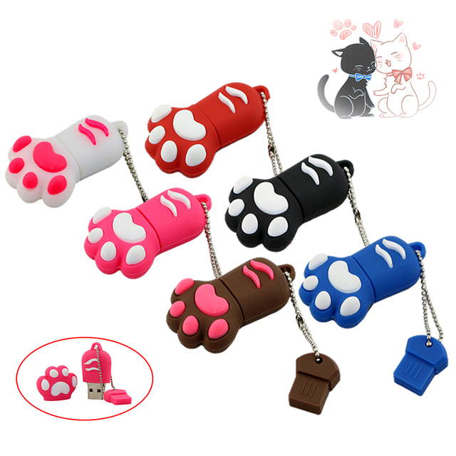 Wholesale Customized Creative Soft PVC Usb Disk 8gb 16Gb 32Gb 64gb Unique Memory Stick Pendrive PVC Cat Paw Usb Memory Stick