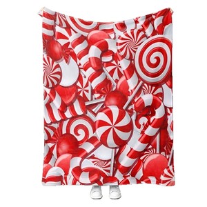 Christmas Candy Print Throw <b>Blanket</b> Rectangular Polyester Cotton Anti-Pilling Modern Style Home Winter Use - Product Image 4