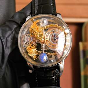 Jacob and Co Watch Astronomia Casino Mecánico Tourbillon Relojes 45mm Oro Rosa Correa de cuero Sketon Dial Montre De Luxe Homme - Product Image 5