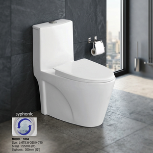 WC monobloc en céramique indienne à chasse d'eau, blanc, à poser au sol - Product Image 3