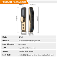 Cerradura Inteligente para Puerta UIELOCK QA60 con Reconocimiento Facial 3D, Almacenamiento en la Nube Wi-Fi, Pantalla Grande, Aplicación Tuya para Puertas de Madera/Acero/Vidrio