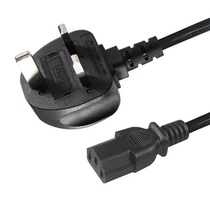 BSI Approval 0.75mm British Standard UK Plug IEC C13 Connector with 13A Fuse Computer Power Cords Cable for Laptop