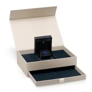 Custom Luxe Papier Karton Fluwelen Grote Magnetische Deksel Close Sieraden Ring Armband Sieraden Gift Box Verpakking