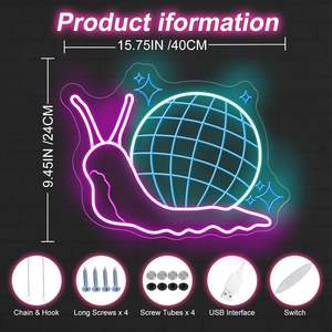 Enseigne au néon en forme d'escargot boule <span class=keywords><strong>disco</strong></span>, art mural pour fête, enseigne au néon pour bar, enseigne au néon personnalisée pour bar à bière, bar musical - Product Image 3