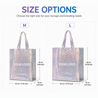 Sac fourre-tout en PVC personnalisé, tendance, imperméable, avec motif de lettres holographiques irisées au laser et poignée