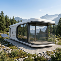 Maison capsule spatiale intelligente futuriste, structure en acier, villa modulaire préfabriquée avec système IA, écologique, installation rapide