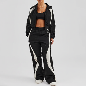 Nuevo Conjunto de Chándal de Nylon de Alta Calidad con Paneles en Contraste, Diseño OEM Personalizado, 2 Piezas, Chaqueta Cortavientos para Mujer con OEM - Product Image 1