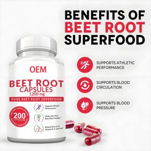 Cápsulas de raíz de remolacha roja con logotipo privado Cápsulas de extracto de raíz de remolacha roja vegana orgánica Apoya el equilibrio corporal y el sistema inmunológico - Product Image 3
