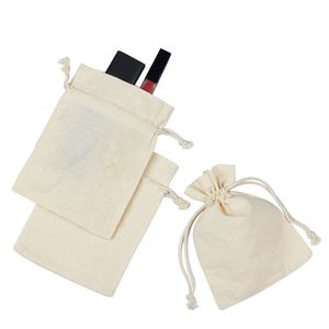 Sac à cordon en toile avec logo personnalisé, pochette en coton biologique de luxe pour l'emballage de bijoux, petit sac cadeau promotionnel - Product Image 2