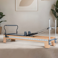 Reformer Pilates en Bois d'Érable Personnalisé, Design Portable à Rails Intégrés pour Studio de Pilates et Fitness à Domicile, Machine de Pilates à Vendre