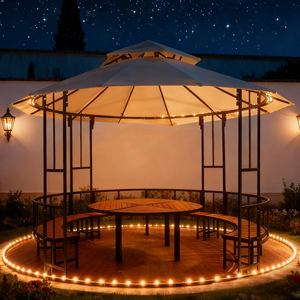 Padiglione Moderno di Lusso Stile Castello con Telaio in Acciaio Verniciato a Polvere Antivento per Giardino, Patio e Cortile - Product Image 1