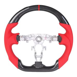 พวงมาลัยหุ้มหนังคาร์บอนไฟเบอร์สำหรับรถยนต์นิสสัน เซนทรา 370Z ปี 2008-2020 พวงมาลัยรถแข่งหุ้มหนังเย็บด้ายสีแดง - Product Image 1